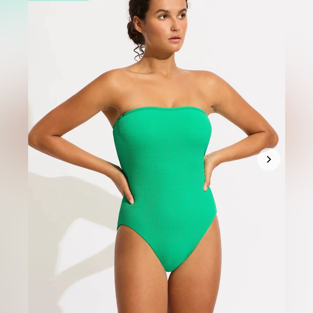 NWT Seafolly SeaDive DD Bandeau One Piece in Jade, Size 10